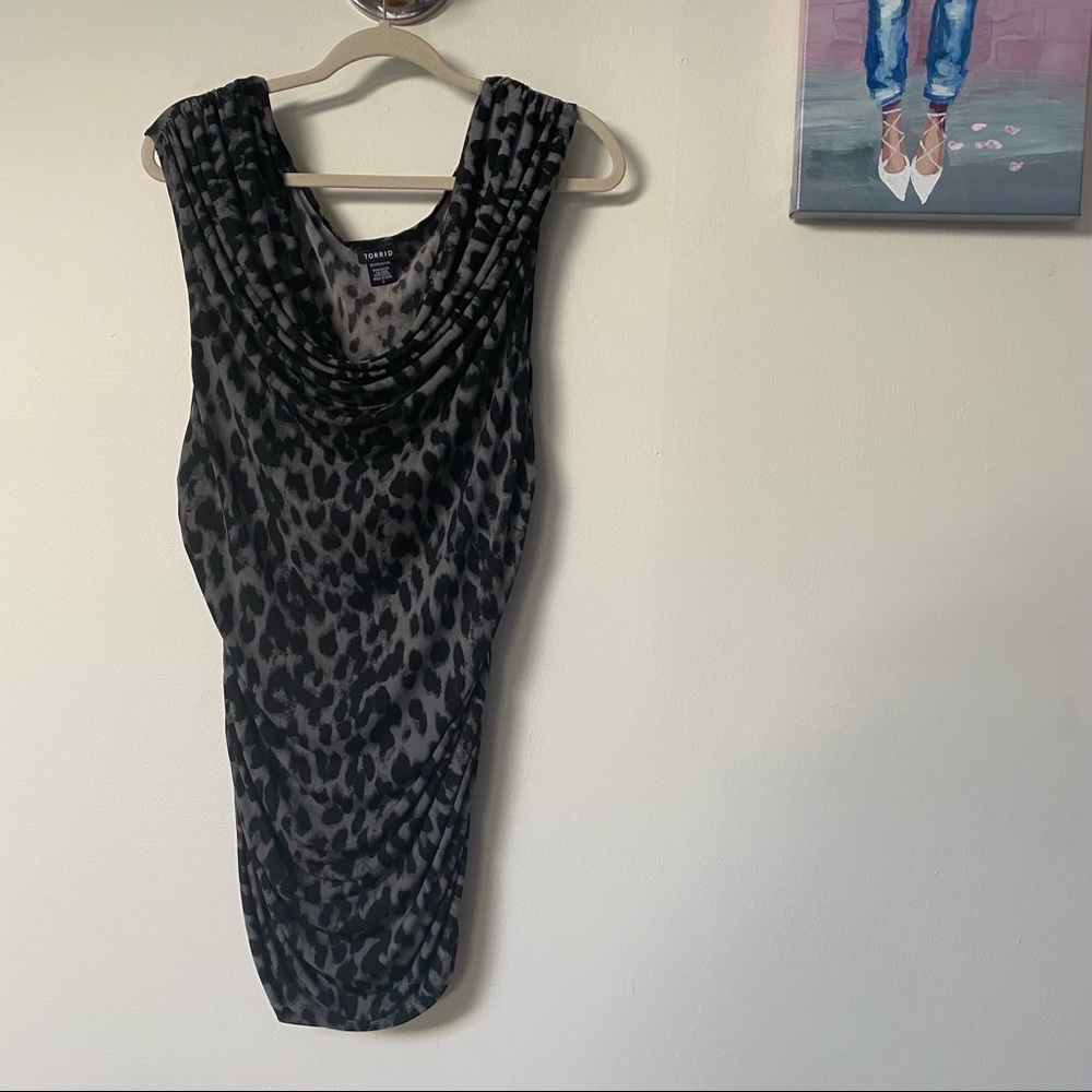 Torrid animal print cowl neck tunic